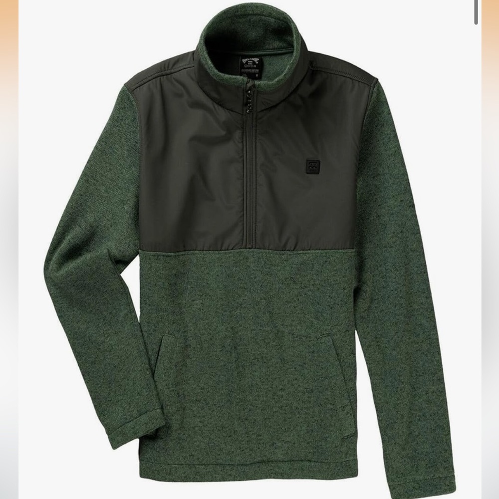 Billabong Men's Boundary 1/2 Zip Blocked Fleece Sweater Jacket Forest Hunter